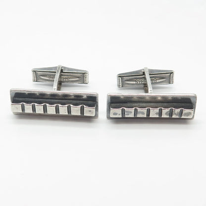 925 Sterling Silver Vintage LORE Elongated Rectangle Cufflinks