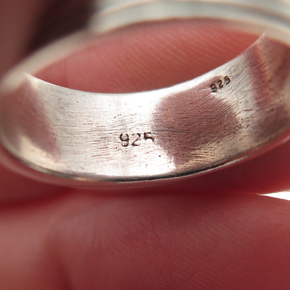 925 Sterling Silver Vintage Greek Maze Oxidized Band Ring Size 6.75