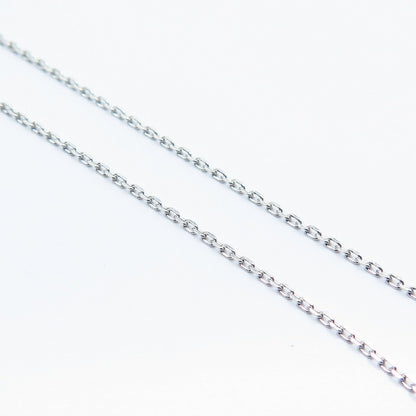 925 Sterling Silver Italy Sun Real White & Black Diamond Rolo Chain Necklace 19"