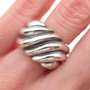 Joseph Masaniello 925 Sterling Silver Vintage Modernist Oxidized Ring Size 7.75