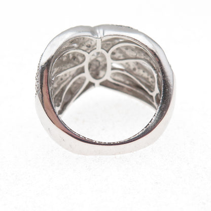 Chuck Clemency 925 Sterling Silver Real Round-Cut Diamond Woven Ring Size 8.25