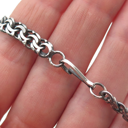 925 Sterling Silver Vintage Oxidized Bismark Link Bracelet 8.75"