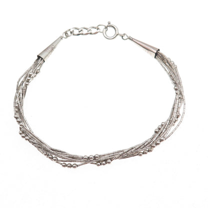 Sunrise Old Pawn 925 Sterling Silver Vintage Beaded Liquid Chain Bracelet 7.25"