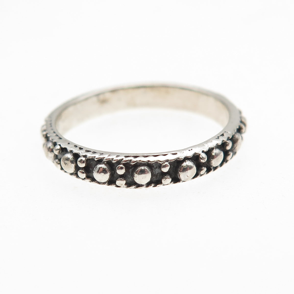 925 Sterling Silver Vintage Dotted Oxidized Band Ring Size 7.75
