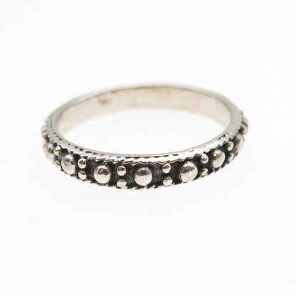 925 Sterling Silver Vintage Dotted Oxidized Band Ring Size 7.75
