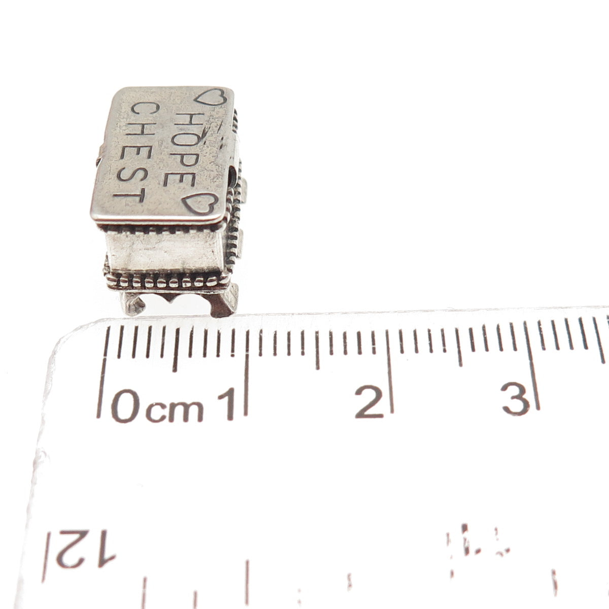 Beau 925 Sterling Silver Vintage Hope Chest 3D Box Mini Charm Pendant