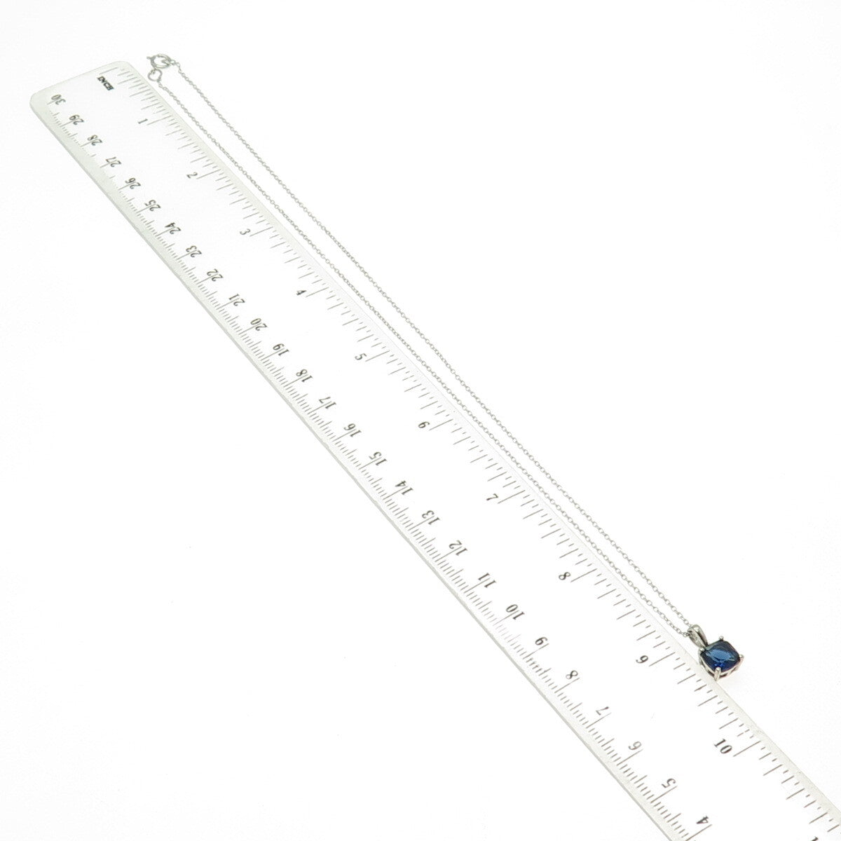 925 Sterling Silver Sapphire Imitation Rolo Chain Necklace 18"