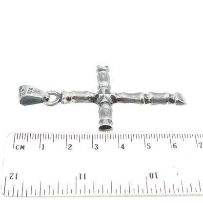 925 Sterling Silver Vintage Mexico Bamboo Cross Pendant