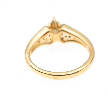 925 Sterling Silver Gold Plated Real Round-Cut Diamond Ring Size 6.75