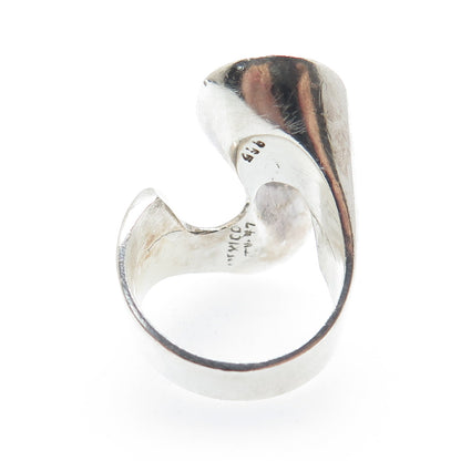 925 Sterling Silver Vintage Mexico Modernist Wavy Ring Size 7.75