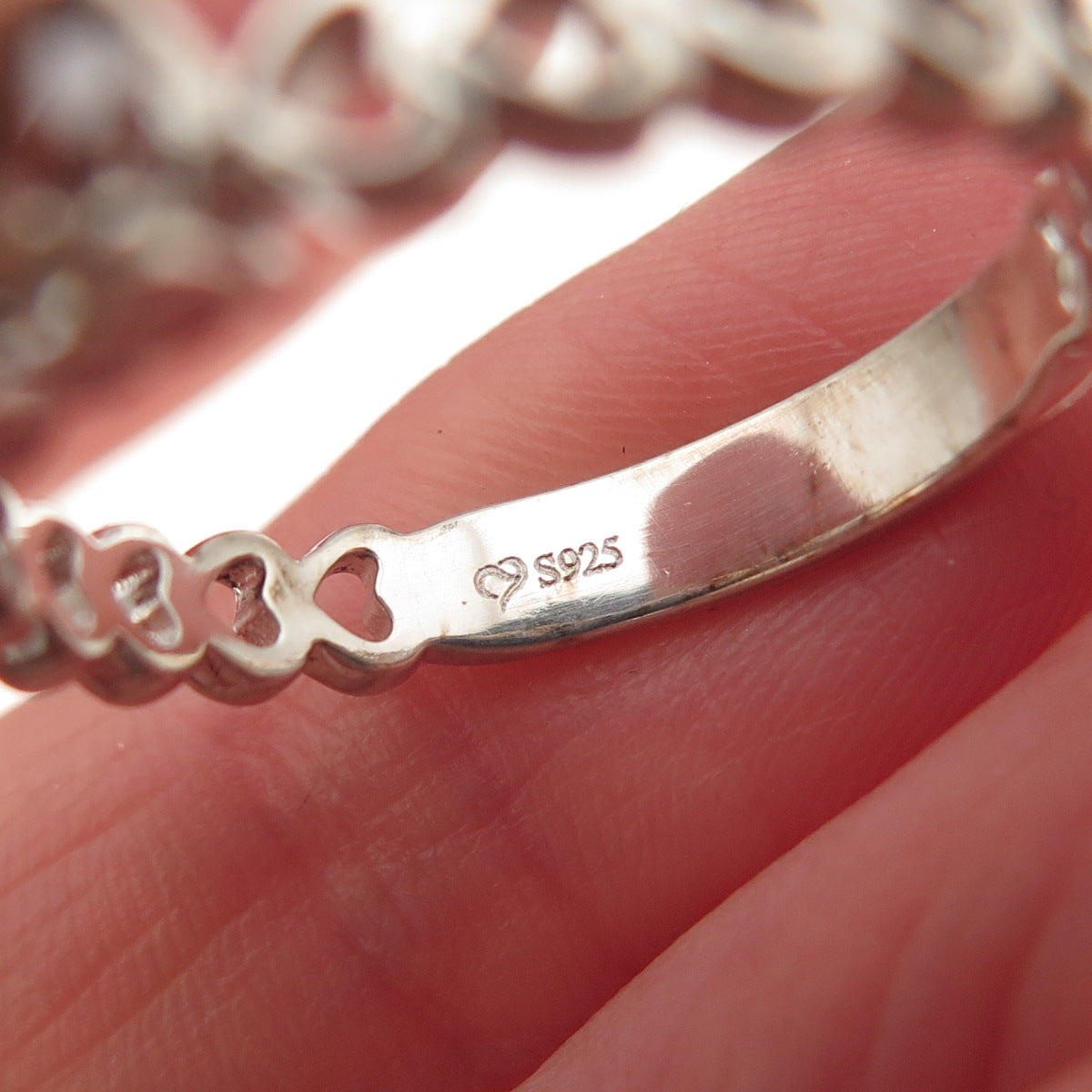 925 Sterling Silver Round-Cut C Z Heart Promise Ring Size 9