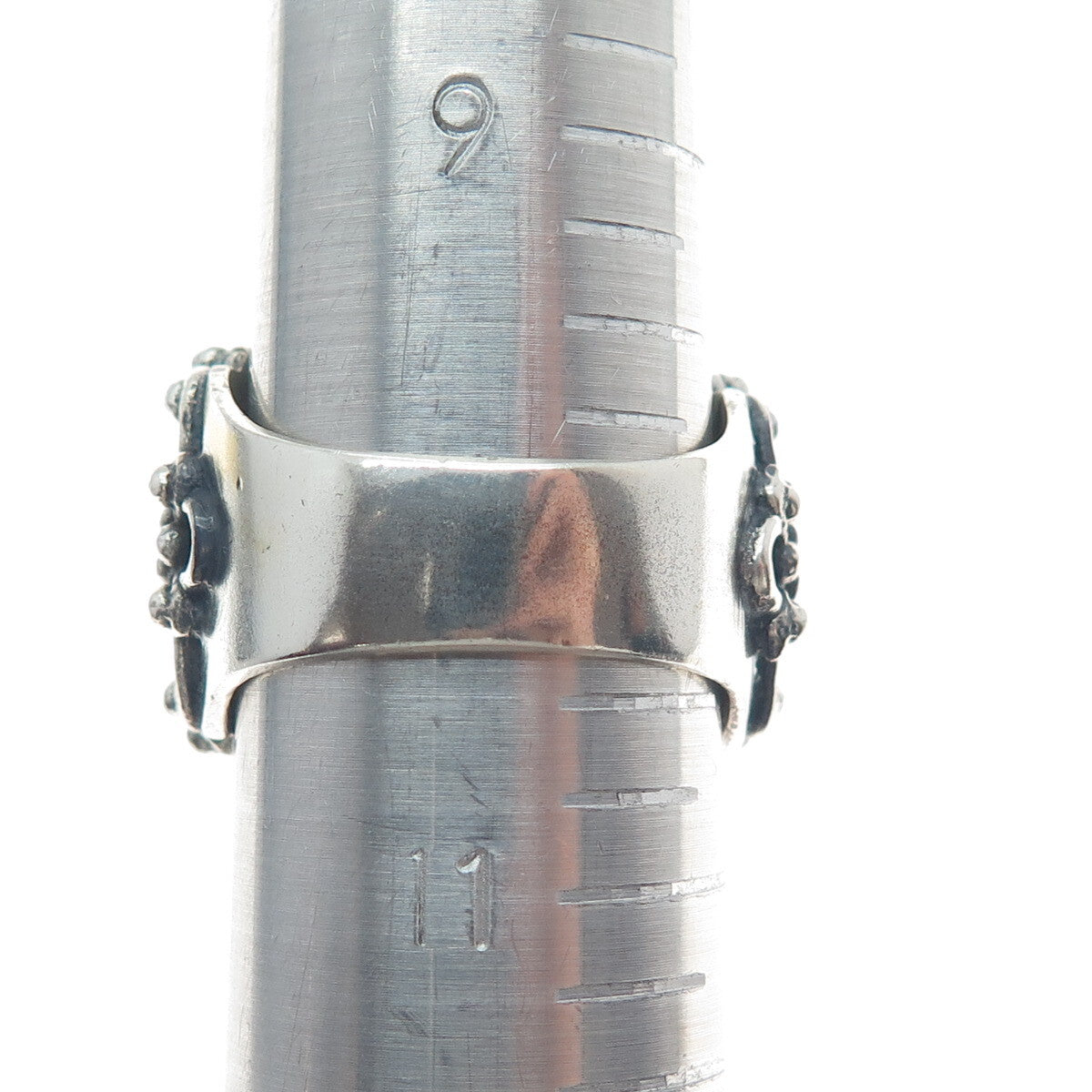 925 Sterling Silver Vintage Lone Mountain Turquoise Sun Oxidized Ring Size 10.5
