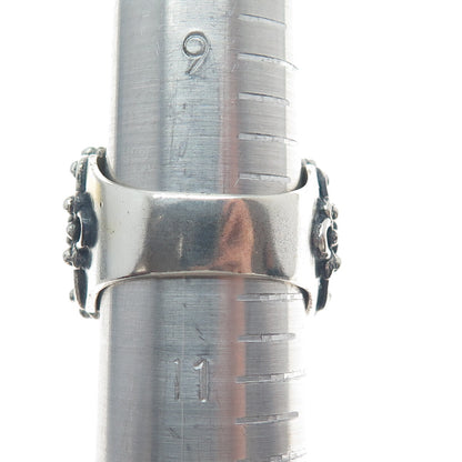 925 Sterling Silver Vintage Lone Mountain Turquoise Sun Oxidized Ring Size 10.5