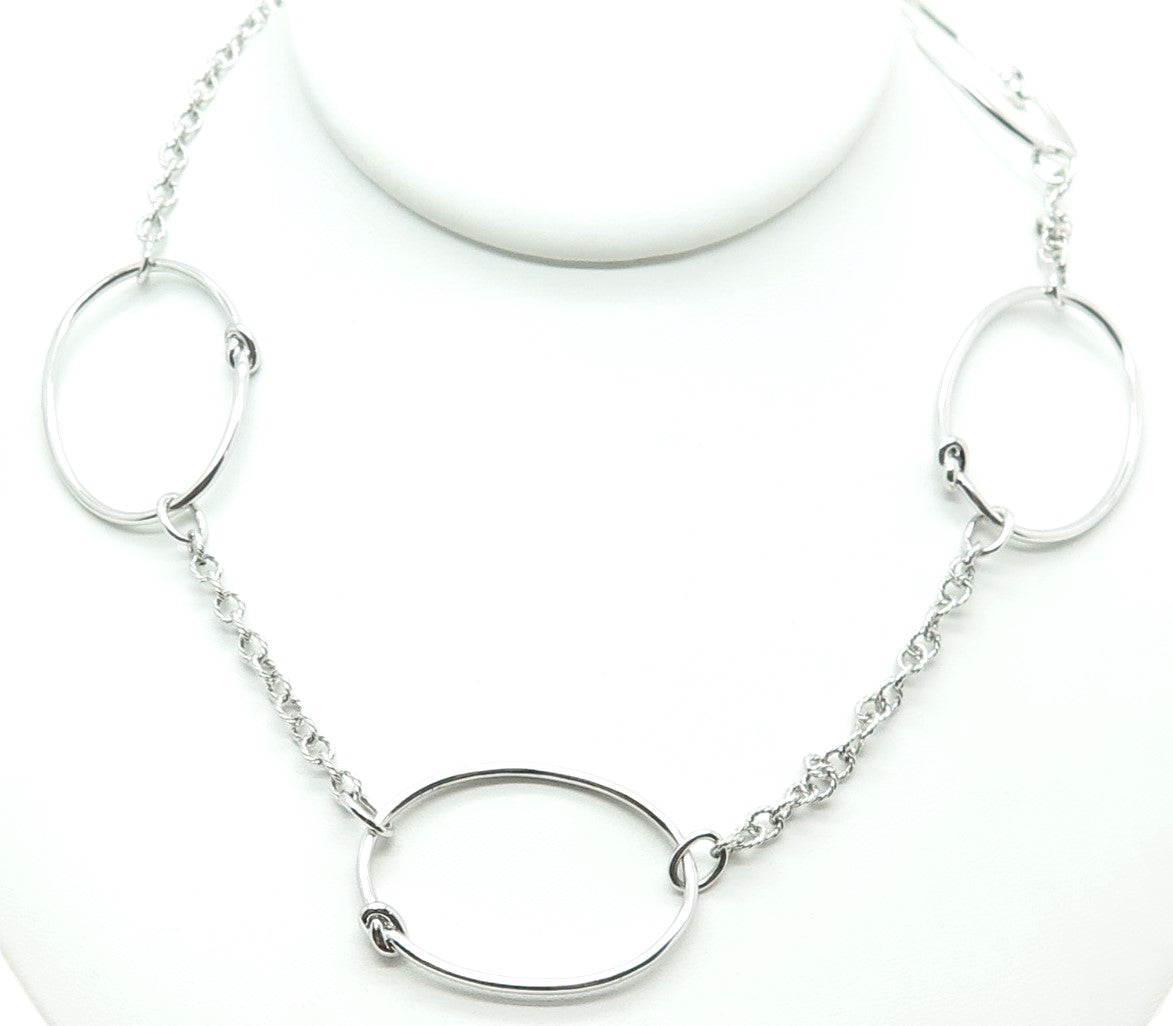 SAI 925 Sterling Silver Oval Link Knot By The Yard Chain Necklace 26"