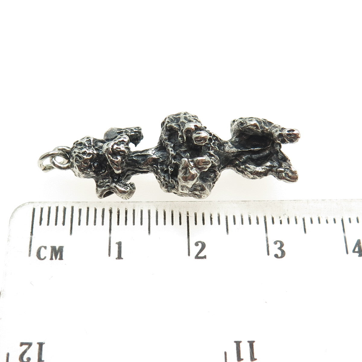 925 Sterling Silver Vintage Poodle Dog Oxidized 3D Charm Pendant