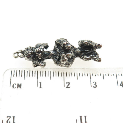 925 Sterling Silver Vintage Poodle Dog Oxidized 3D Charm Pendant