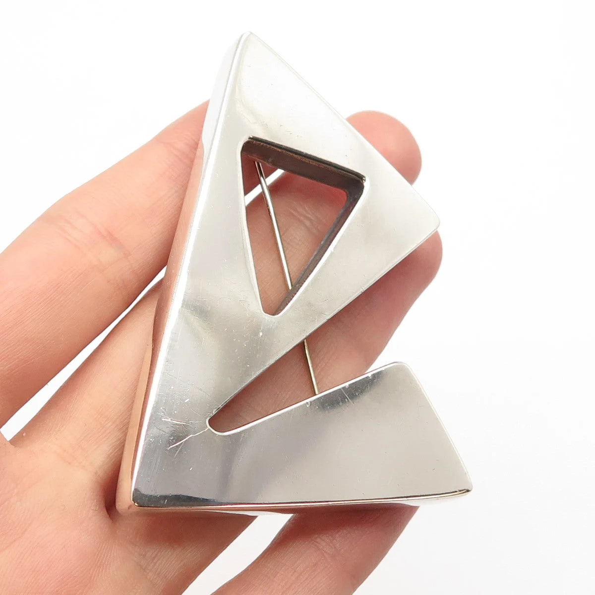 925 Sterling Silver Vintage Geometric Pin Brooch