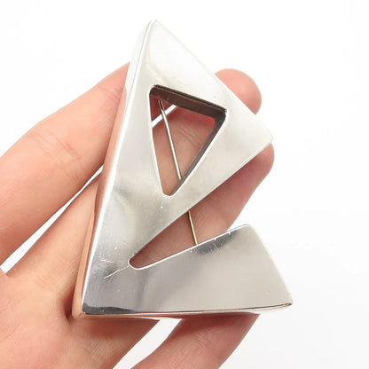 925 Sterling Silver Vintage Geometric Pin Brooch