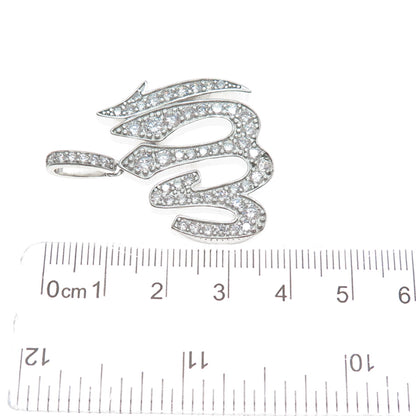 925 Sterling Silver C Z Muslims Allah Religious Sparkle Pendant