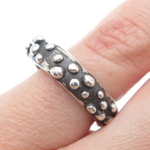925 Sterling Silver Vintage Modernist Granulated Oxidized Band Ring Size 6.25