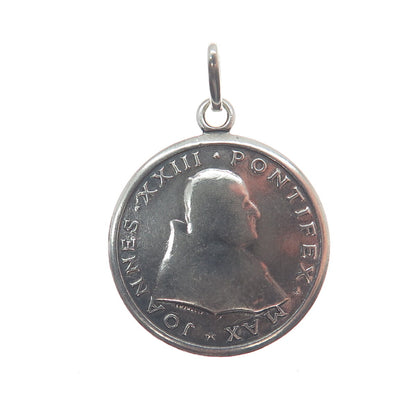 UNOAERRE 800 Silver Vintage Italy Pope John XXIII Minimalist Charm Pendant