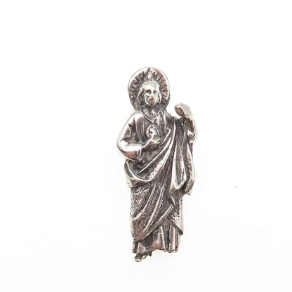 Otto 925 Sterling Silver Vintage Mexico Saint Jude Thaddeus Slide Charm Pendant