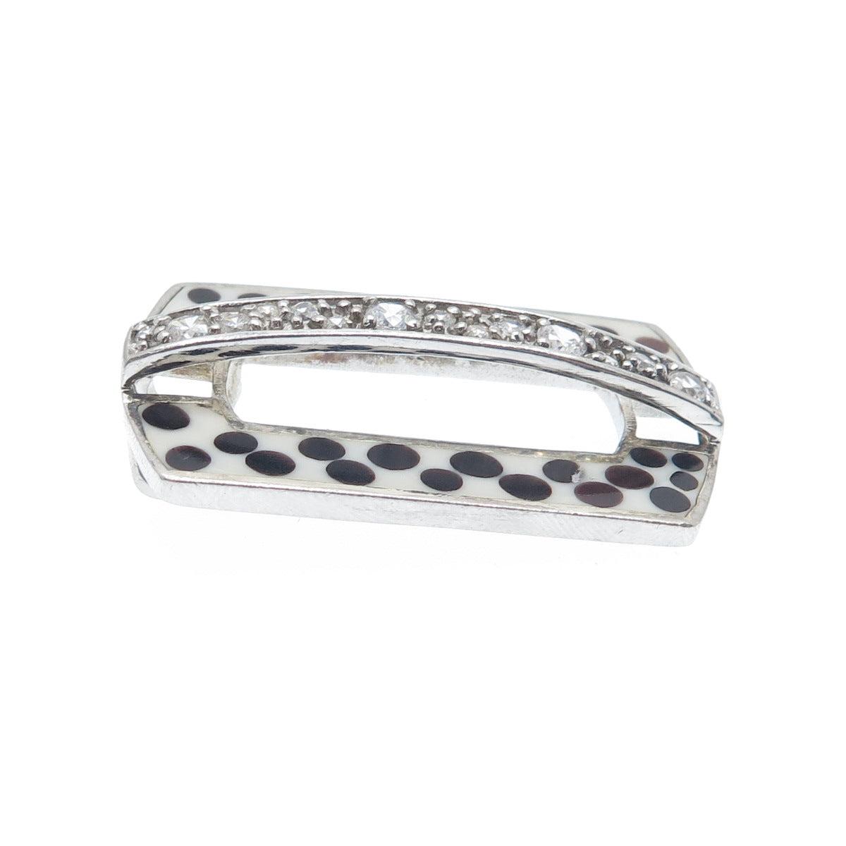 925 Sterling Silver Enamel & Round-Cut C Z Slide Pendant