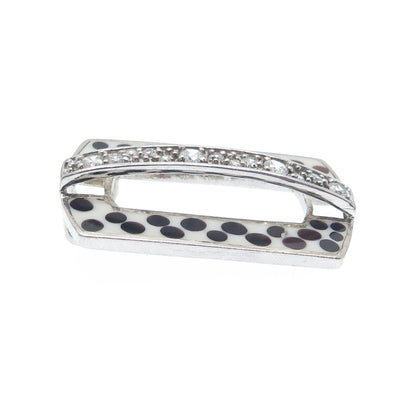 925 Sterling Silver Enamel & Round-Cut C Z Slide Pendant