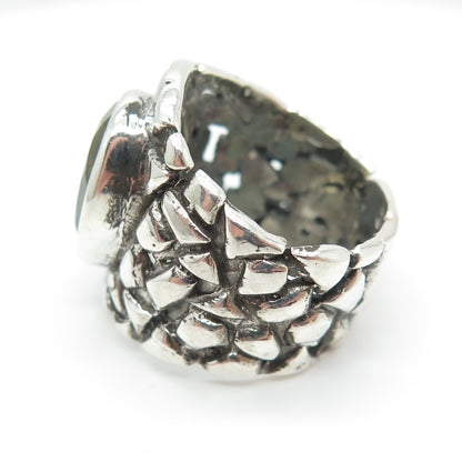 925 Sterling Silver Vintage Real Citrine Nugget Oxidized Ring Size 6