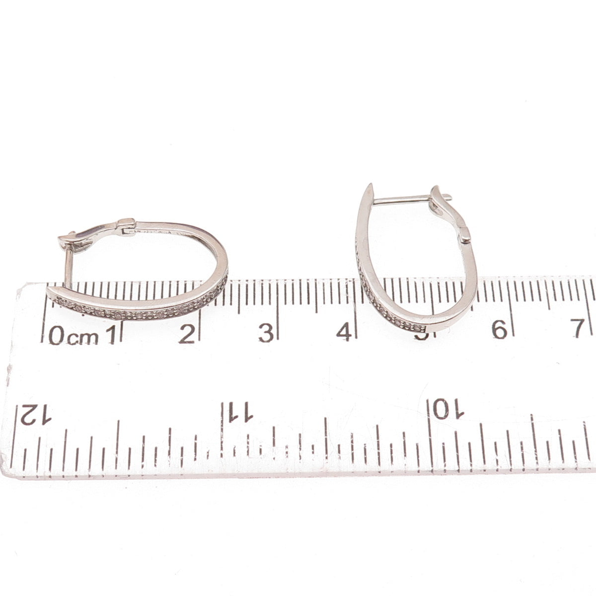 Han 925 Sterling Silver Round-Cut C Z Hoop Earrings