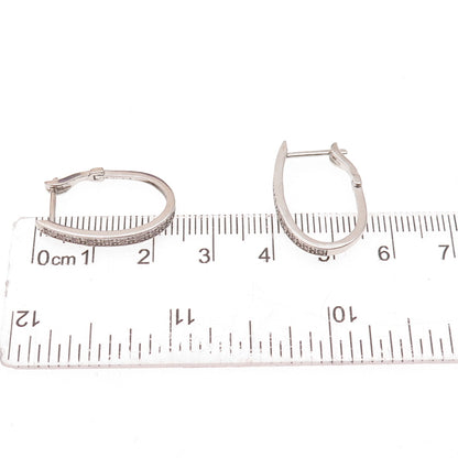 Han 925 Sterling Silver Round-Cut C Z Hoop Earrings