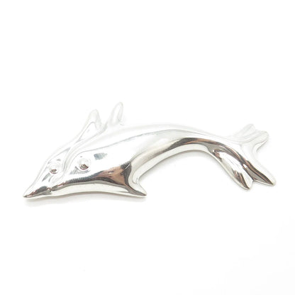 925 Sterling Silver Vintage Mexico Couple of Friendly Dolphin Pin Brooch