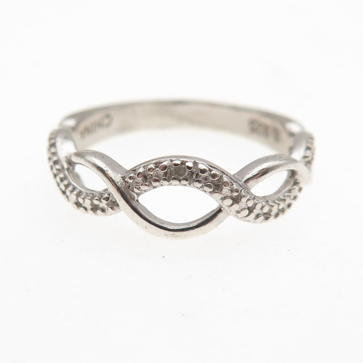 Ross Simons 925 Sterling Silver Real Diamond Accent Infinity Woven Ring Size 6