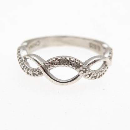 Ross Simons 925 Sterling Silver Real Diamond Accent Infinity Woven Ring Size 6