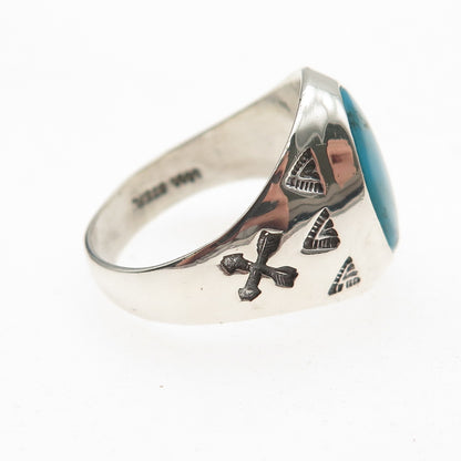 Wheeler Mfg Old Pawn 925 Sterling Silver Vintage Turquoise Arrow Ring Size 9.25