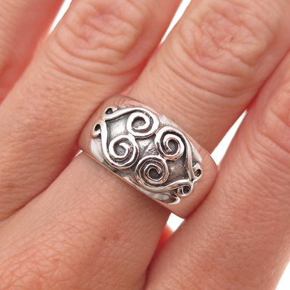 925 Sterling Silver Vintage Heart Scroll Oxidized Ring Size 7