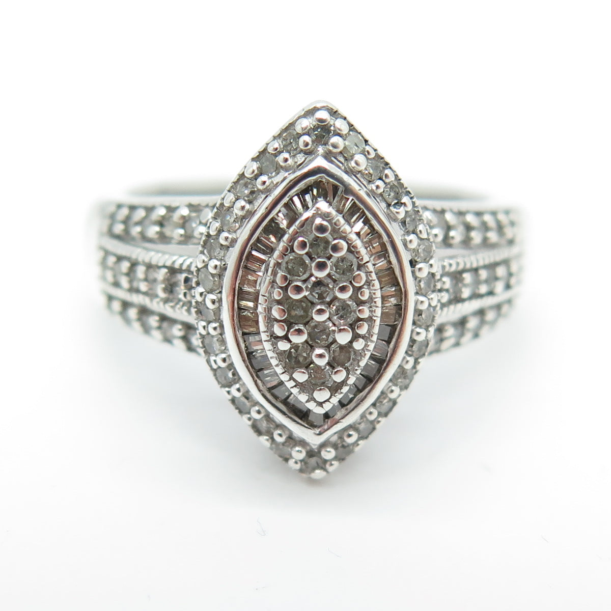 JERRID THELMAN 925 Sterling Silver Real Round-Cut Diamond Ring Size 6.75