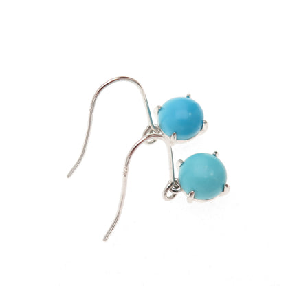 925 Sterling Silver Real Sleeping Beauty Turquoise Dangle Earrings