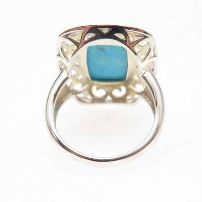 Tehya Oyama 925 Sterling Silver Real Sleeping Beauty Turquoise Swirl Ring Size 8