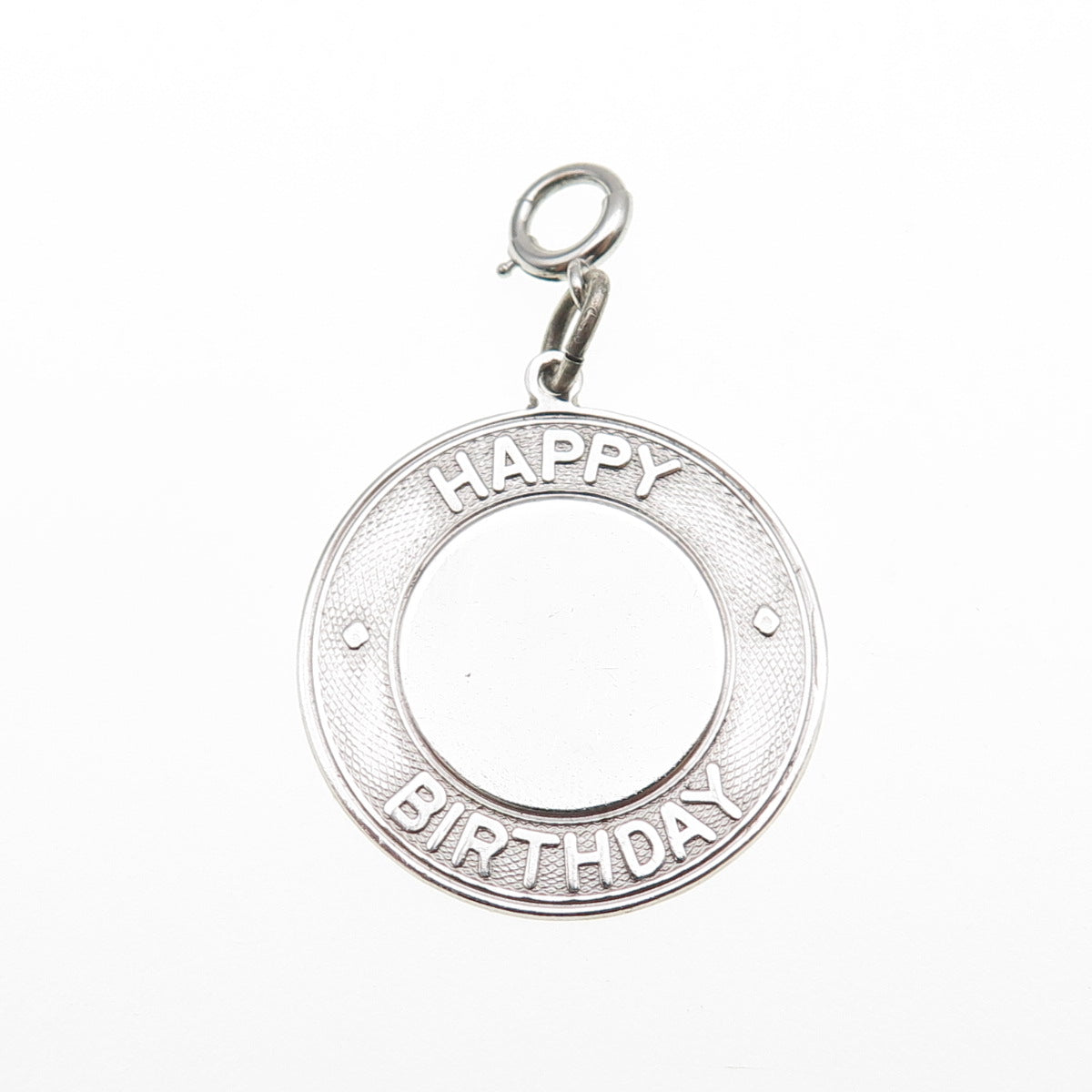 ELCO 925 Sterling Silver Vintage Happy Birthday Spring Ring Lock Charm Pendant