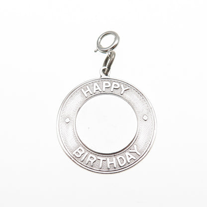 ELCO 925 Sterling Silver Vintage Happy Birthday Spring Ring Lock Charm Pendant