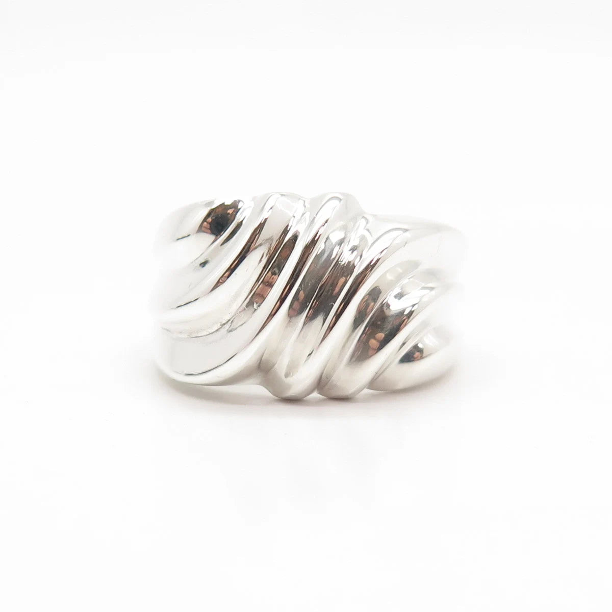 925 Sterling Silver Vintage Ribbed & Wavy Ring Size 9 3/4