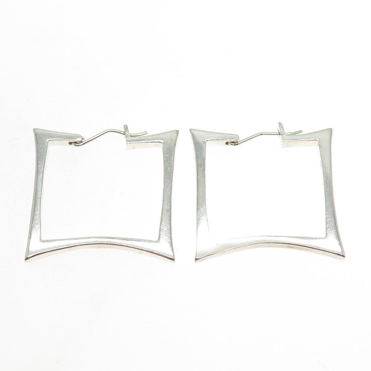 925 Sterling Silver Vintage Hinged Square Earrings