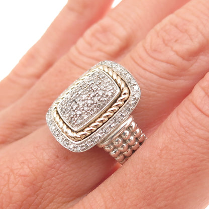 Town & Country 925 Sterling Silver 14K Gold Real Round-Cut Diamond Ring Size 7