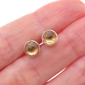 Pandora 925 Sterling Silver Real Citrine November Birthstone Stud Earrings