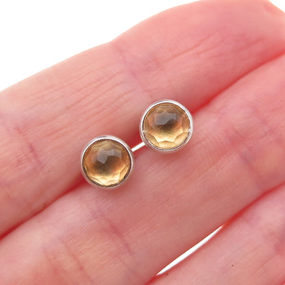 Pandora 925 Sterling Silver Real Citrine November Birthstone Stud Earrings