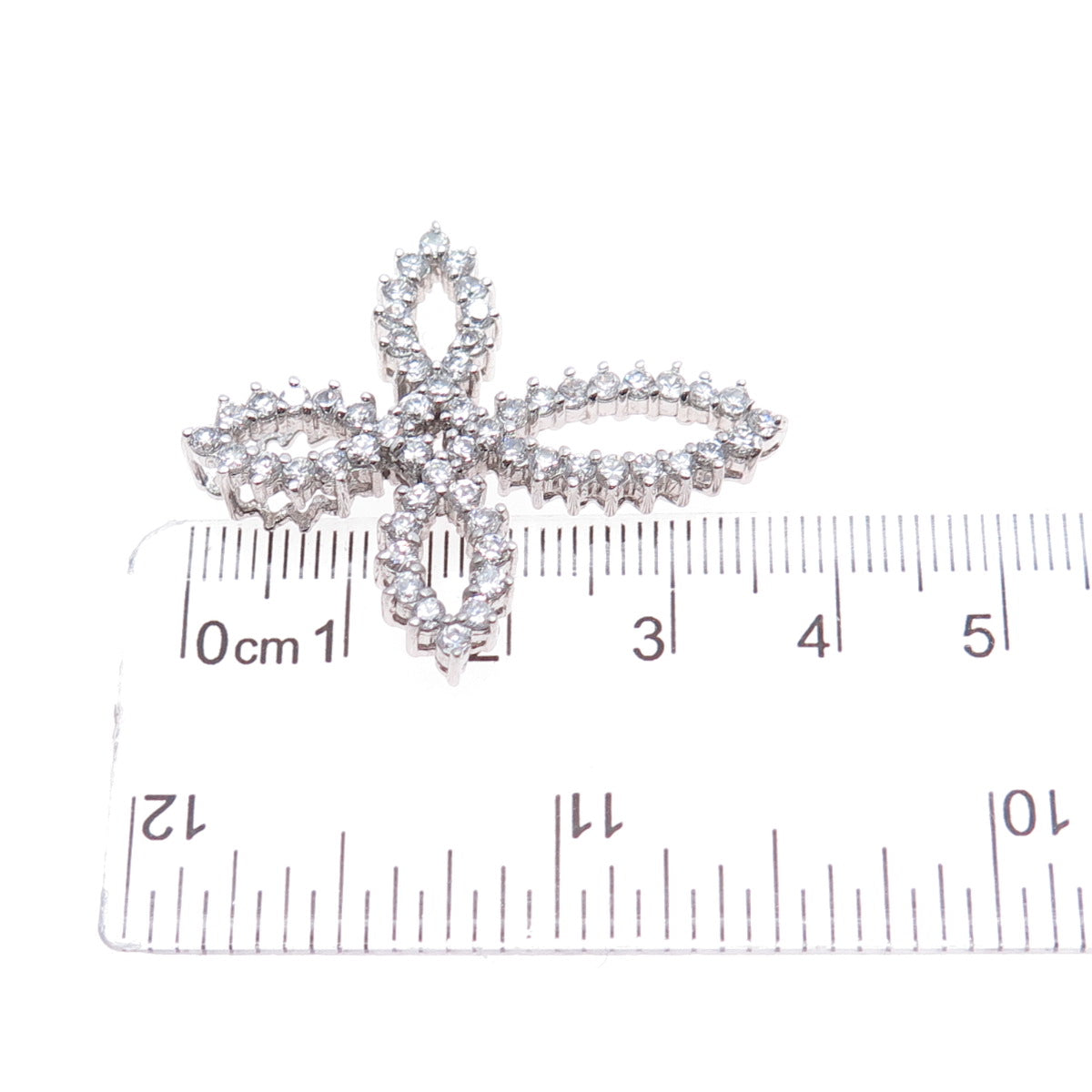 925 Sterling Silver Round-Cut C Z Cross Slide Pendant