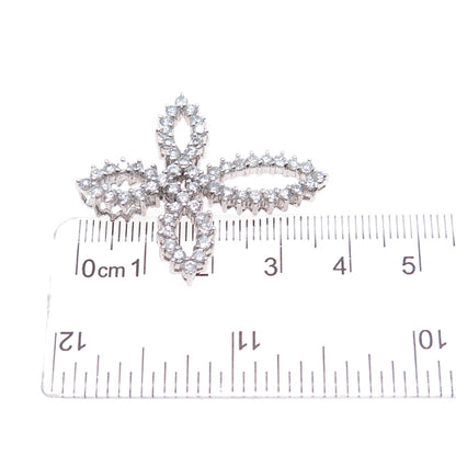 925 Sterling Silver Round-Cut C Z Cross Slide Pendant