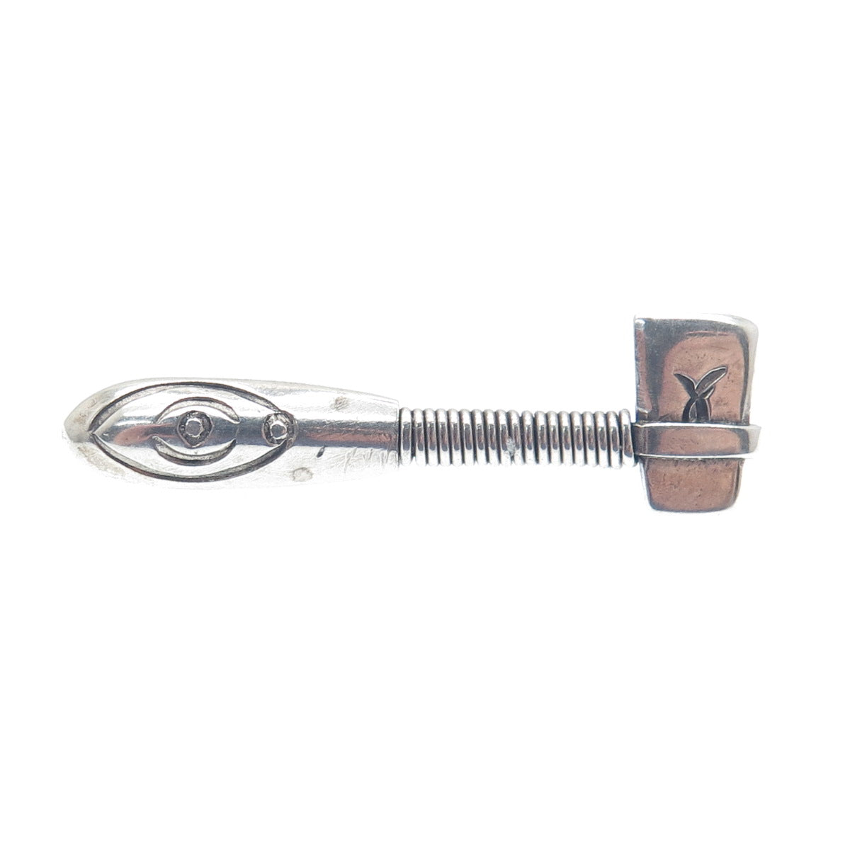 Old Pawn 925 Sterling Silver Vintage Southwestern Native Axe Tribal Pin Brooch