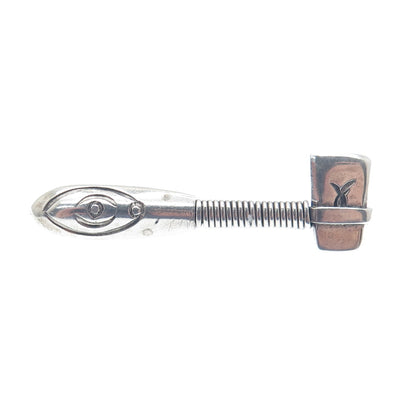 Old Pawn 925 Sterling Silver Vintage Southwestern Native Axe Tribal Pin Brooch